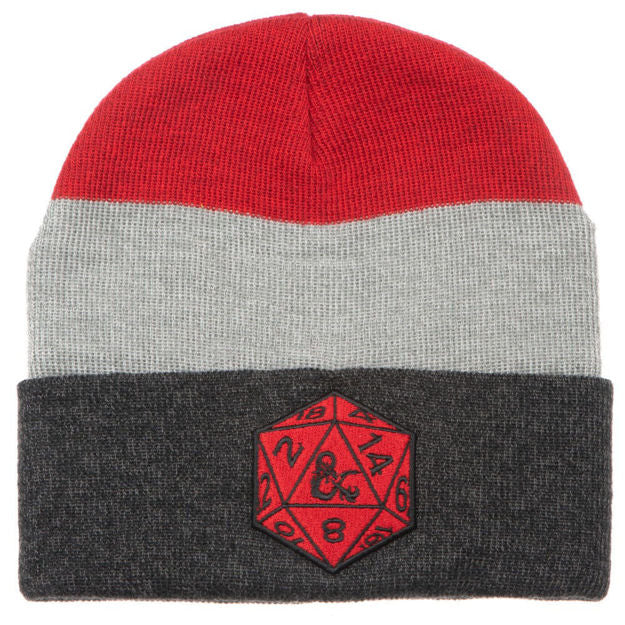 Bioworld Dungeons and Dragons Striped Beanie with D20 | Odin's Place