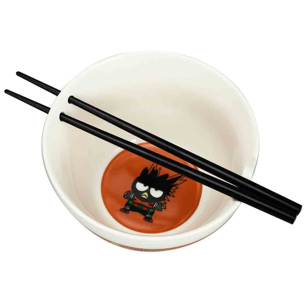 Bioworld Sanrio X My Hero Academia Badtz & Maru Ceramic Ramen Bowl with Chopsticks | Odin's Place