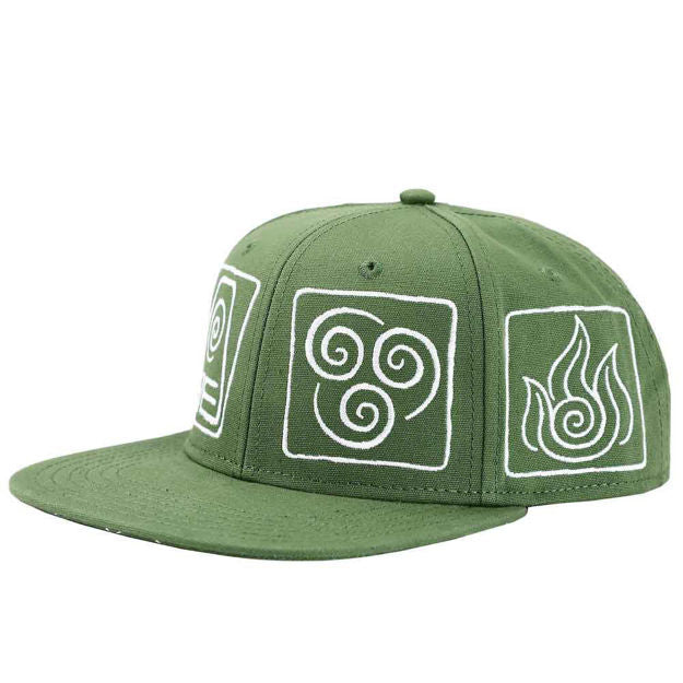 Bioworld Avatar The Last Airbender Elemental Symbols Flat Bill Snapback | Odin's Place