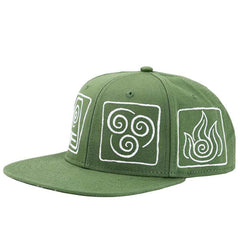 Bioworld Avatar The Last Airbender Elemental Symbols Flat Bill Snapback | Odin's Place
