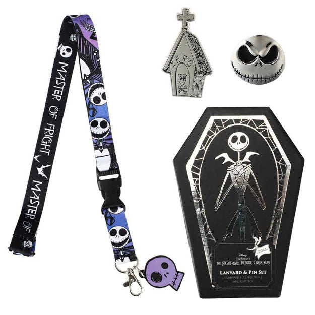 Bioworld The Nightmare Before Christmas Master of Fright Lapel Pins & Lanyard Coffin Box Set | Odin's Place