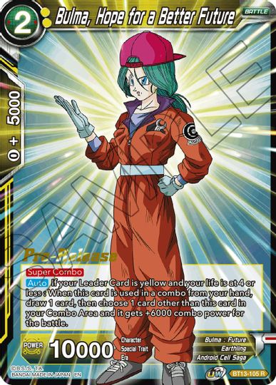 Bulma, Hope for a Better Future (BT13-105) [Supreme Rivalry Prerelease Promos] | Odin's Place