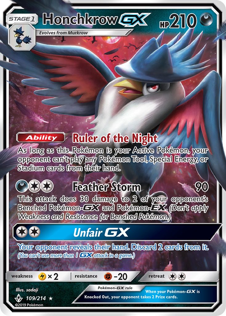 Honchkrow GX (109/214) [Sun & Moon: Unbroken Bonds] | Odin's Place