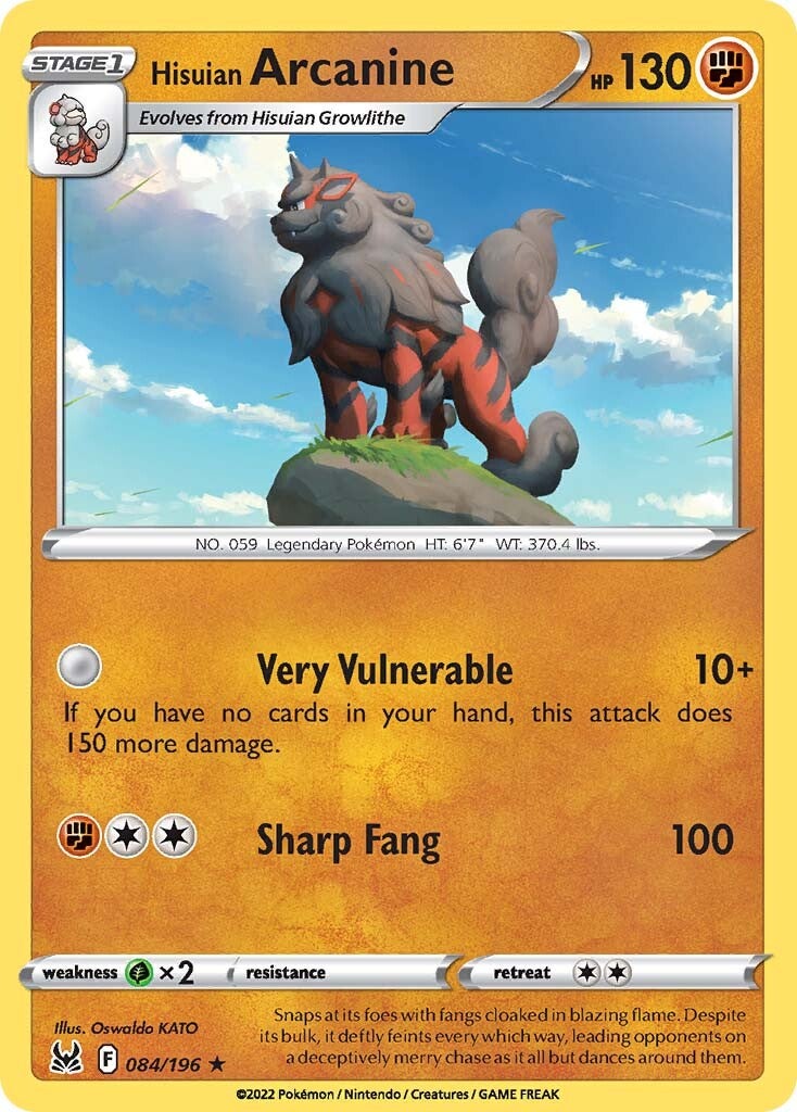 Hisuian Arcanine (084/196) (Theme Deck Exclusive) [Sword & Shield: Lost Origin] | Odin's Place