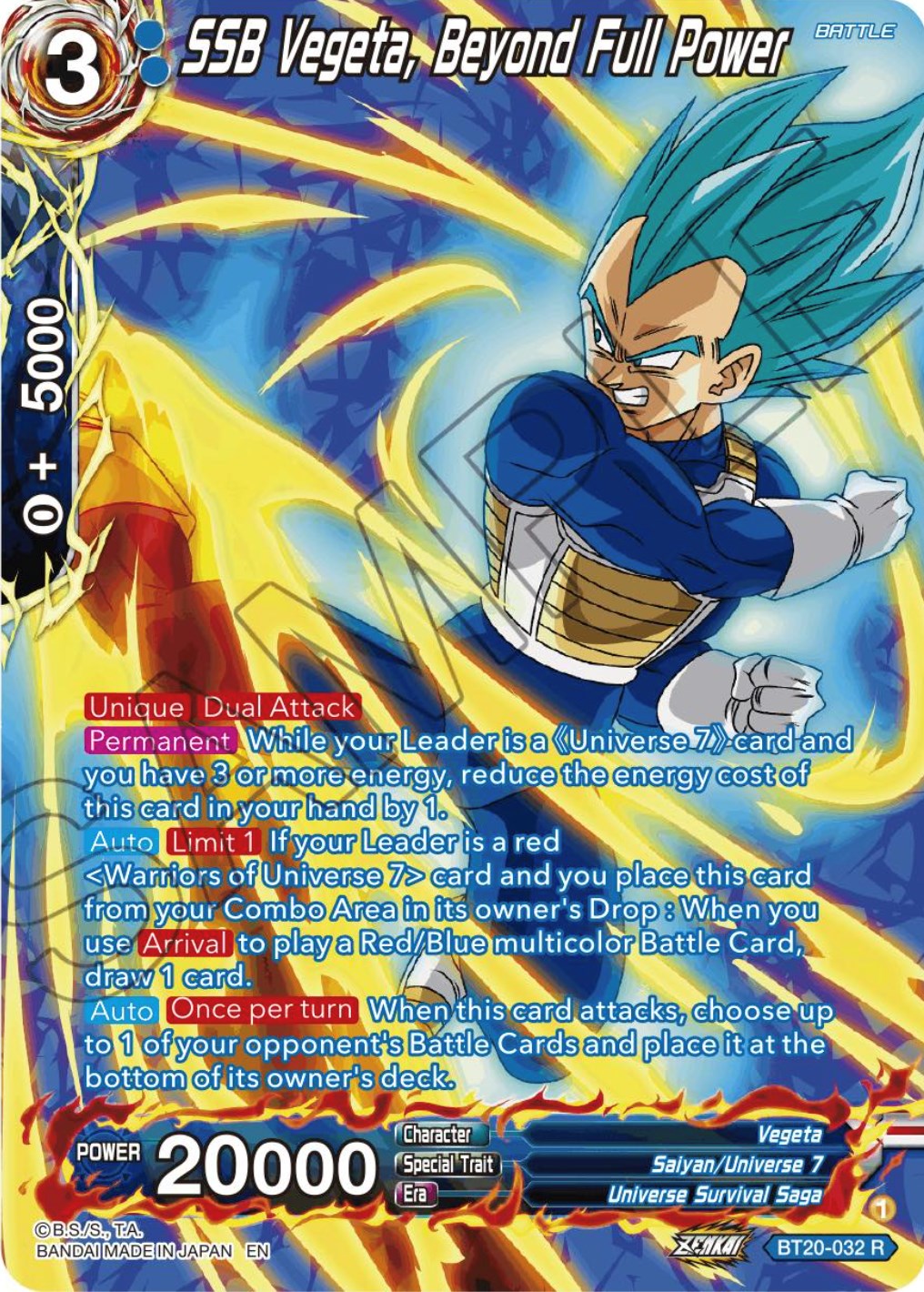 SSB Vegeta, Beyond Full Power (Silver Foil) (BT20-032) [Power Absorbed] | Odin's Place