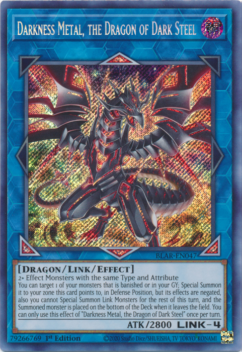 Darkness Metal, the Dragon of Dark Steel [BLAR-EN047] Secret Rare | Odin's Place