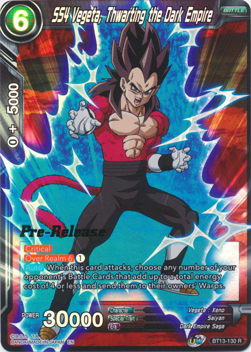 SS4 Vegeta, Thwarting the Dark Empire (BT13-130) [Supreme Rivalry Prerelease Promos] | Odin's Place