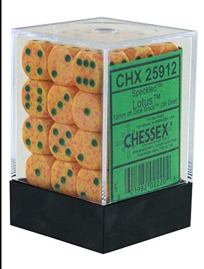 Chessex 25912 12mm D6 Block Speckled Lotus | Odin's Place