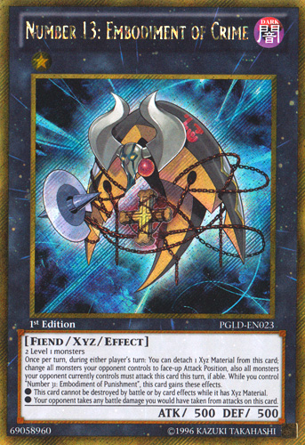 Number 13: Embodiment of Crime [PGLD-EN023] Gold Secret Rare | Odin's Place