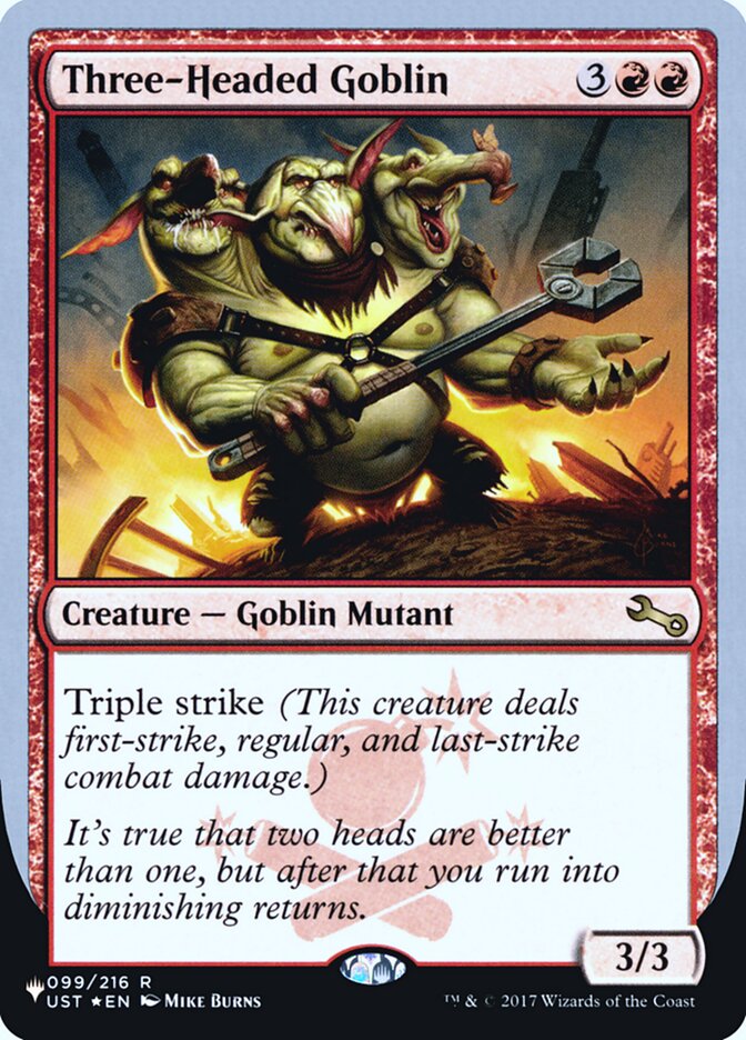 Three-Headed Goblin (Unfinity Foil Edition) [The List] | Odin's Place