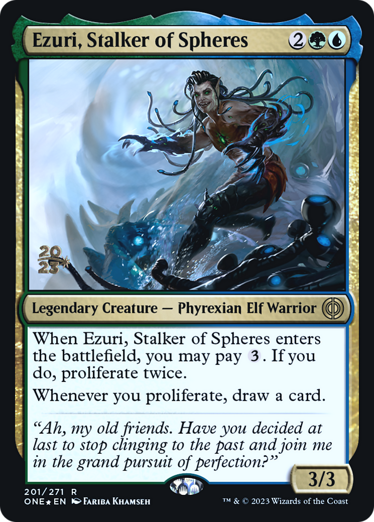 Ezuri, Stalker of Spheres [Phyrexia: All Will Be One Prerelease Promos] | Odin's Place