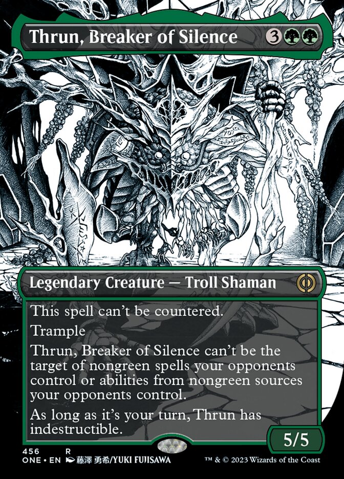 Thrun, Breaker of Silence (Borderless Manga Step-and-Compleat Foil) [Phyrexia: All Will Be One] | Odin's Place