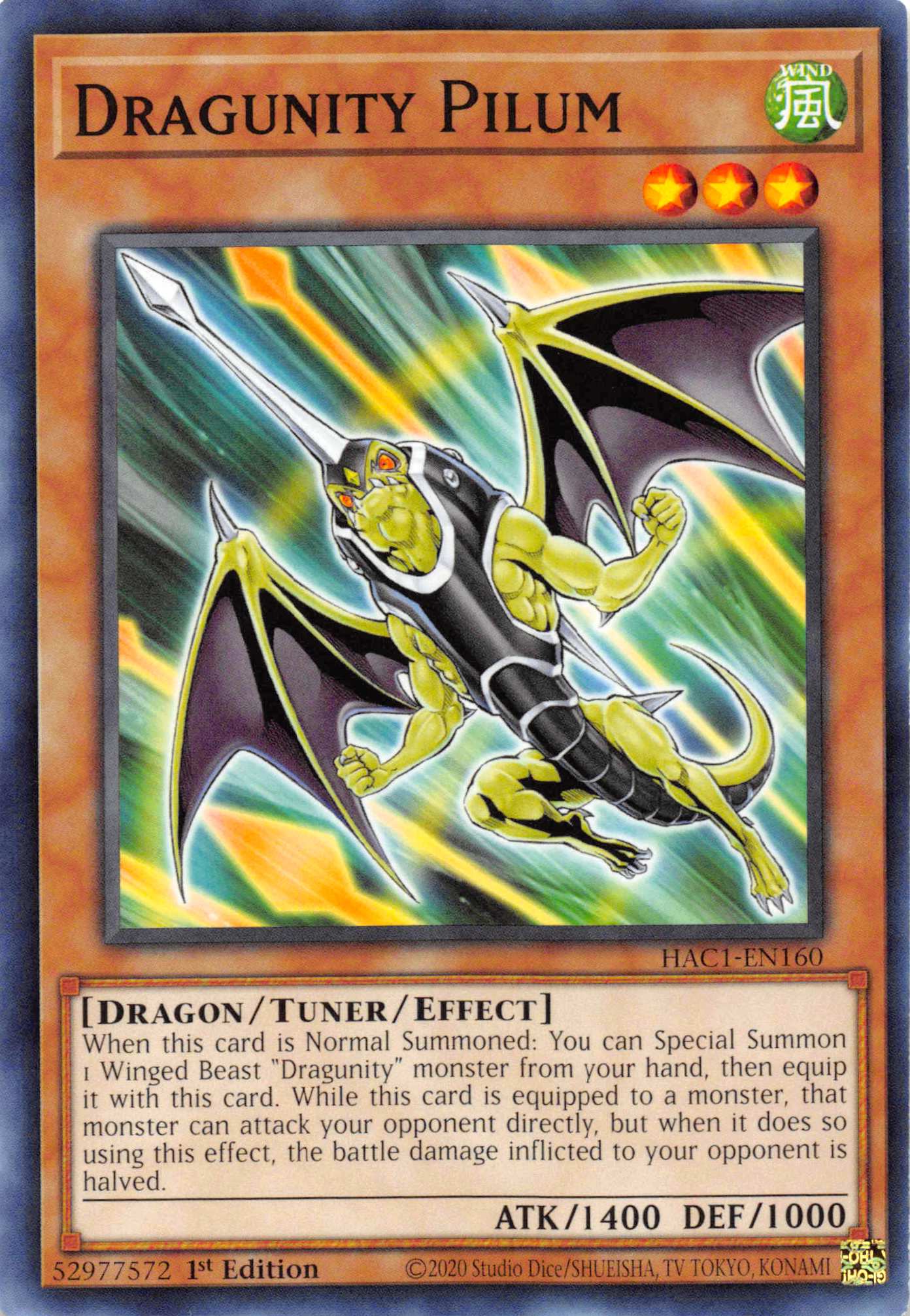 Dragunity Pilum [HAC1-EN160] Common | Odin's Place