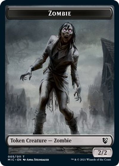 Zombie // Zombie Double-Sided Token (005 MIC/005 MID) [Innistrad: Midnight Hunt Commander Tokens] | Odin's Place