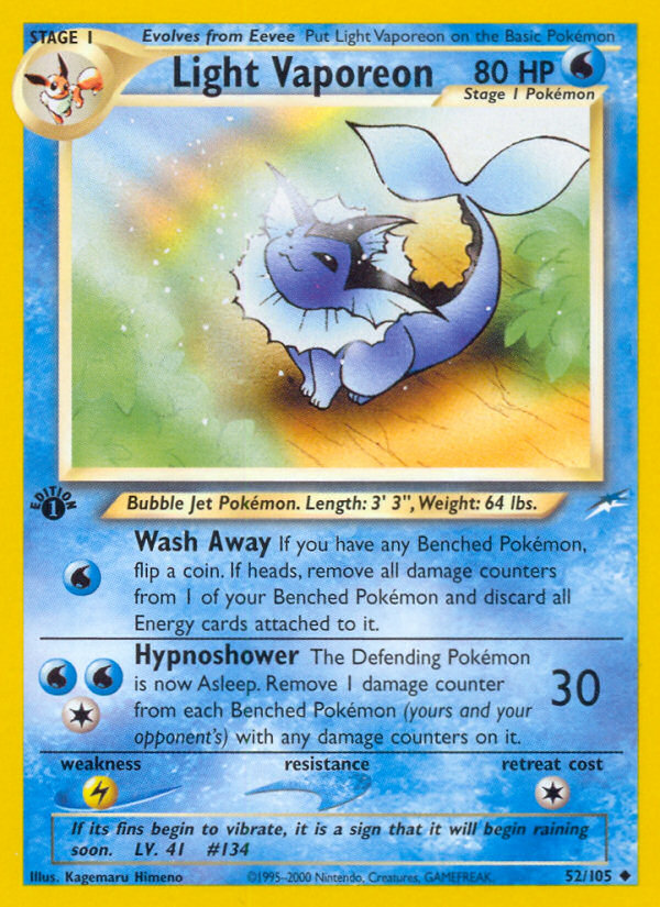 Light Vaporeon (52/105) [Neo Destiny 1st Edition] | Odin's Place