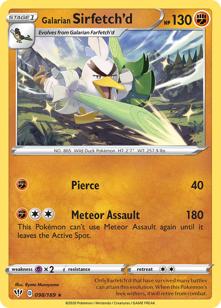 Galarian Sirfetch'd (098/189) (Cracked Ice holo) (Theme Deck Exclusive) [Sword & Shield: Darkness Ablaze] | Odin's Place