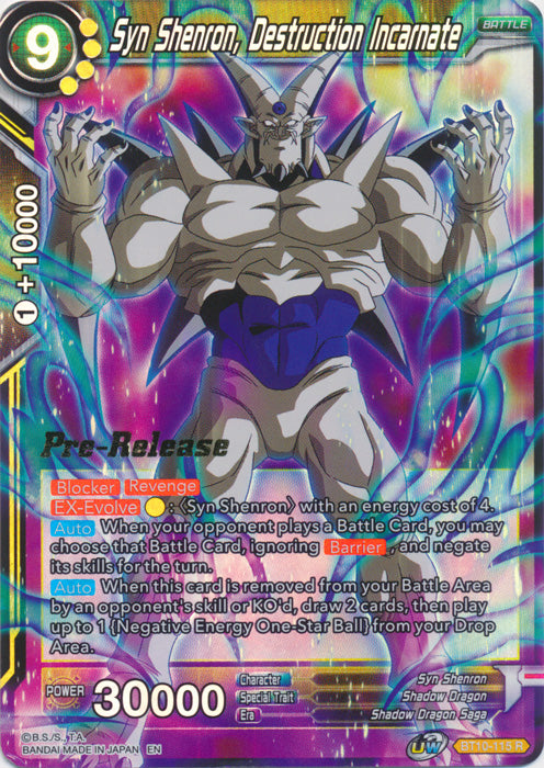 Syn Shenron, Destruction Incarnate (BT10-115) [Rise of the Unison Warrior Prerelease Promos] | Odin's Place