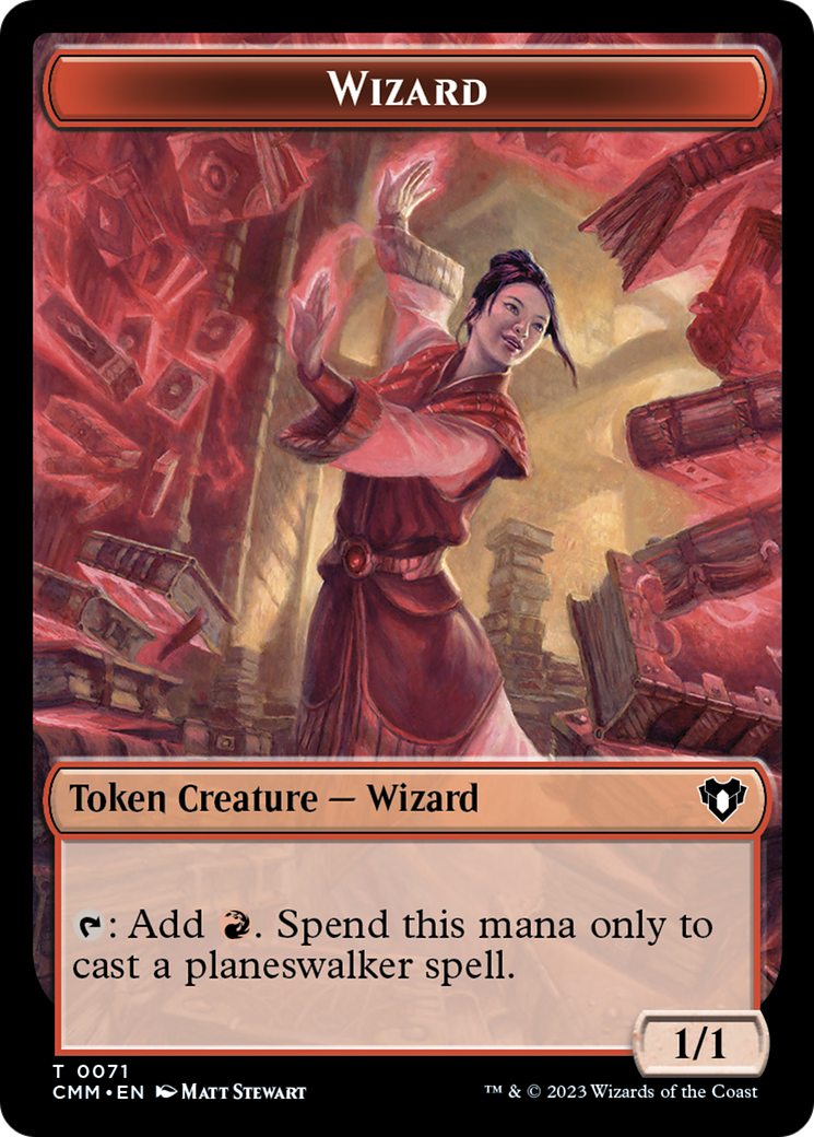 Chandra, Torch of Defiance Emblem // Wizard Double-Sided Token [Commander Masters Tokens] | Odin's Place