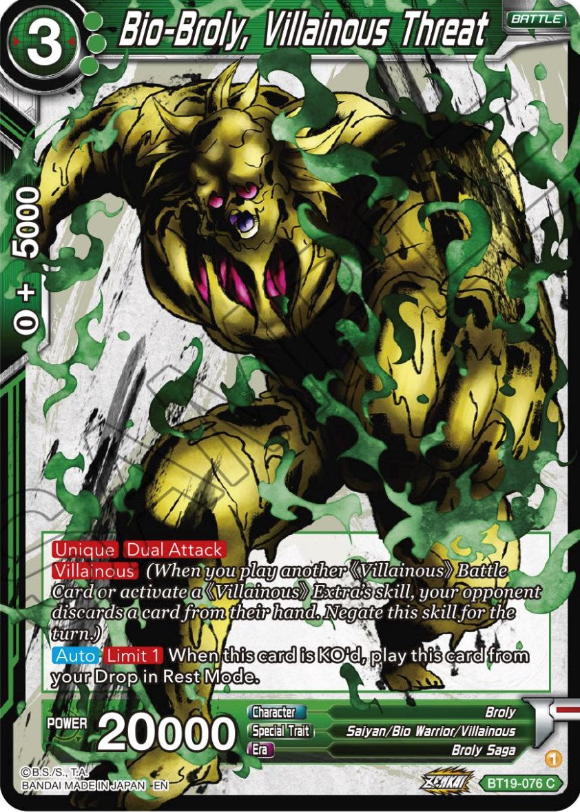 Bio-Broly, Villainous Threat (BT19-076) [Fighter's Ambition] | Odin's Place