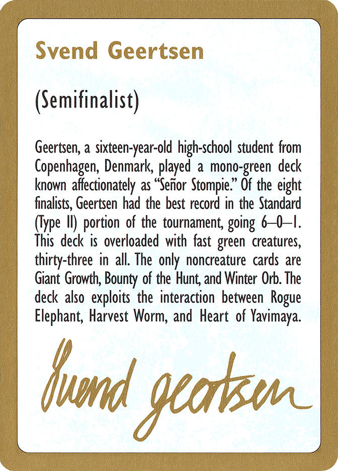 Svend Geertsen Bio [World Championship Decks 1997] | Odin's Place