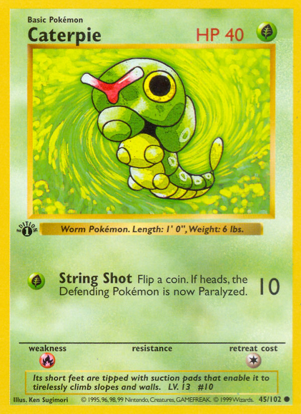 Caterpie (45/102) (Shadowless) [Base Set 1st Edition] | Odin's Place