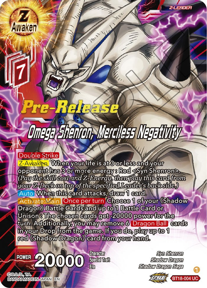 Omega Shenron, Merciless Negativity (BT18-004) [Dawn of the Z-Legends Prerelease Promos] | Odin's Place