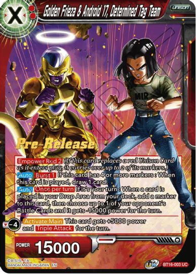 Golden Frieza & Android 17, Determined Tag Team (BT16-003) [Realm of the Gods Prerelease Promos] | Odin's Place