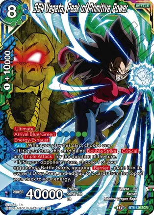 SS4 Vegeta, Peak of Primitive Power (BT8-136) [Mythic Booster] | Odin's Place