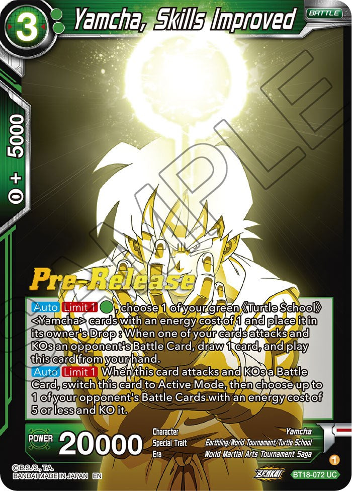 Yamcha, Skills Improved (BT18-072) [Dawn of the Z-Legends Prerelease Promos] | Odin's Place