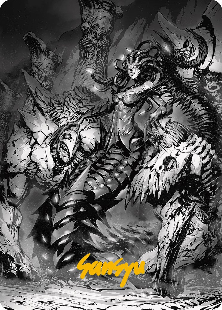 Vraska, Betrayal's Sting Art Card (Gold-Stamped Signature) [Phyrexia: All Will Be One Art Series] | Odin's Place