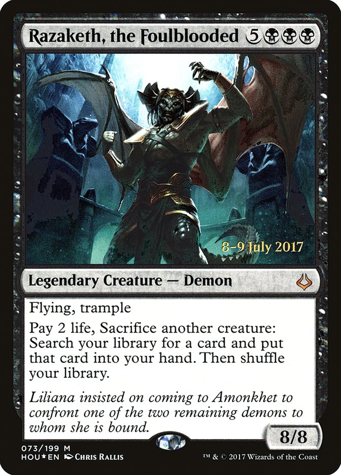 Razaketh, the Foulblooded (73) [Hour of Devastation Prerelease Promos] | Odin's Place