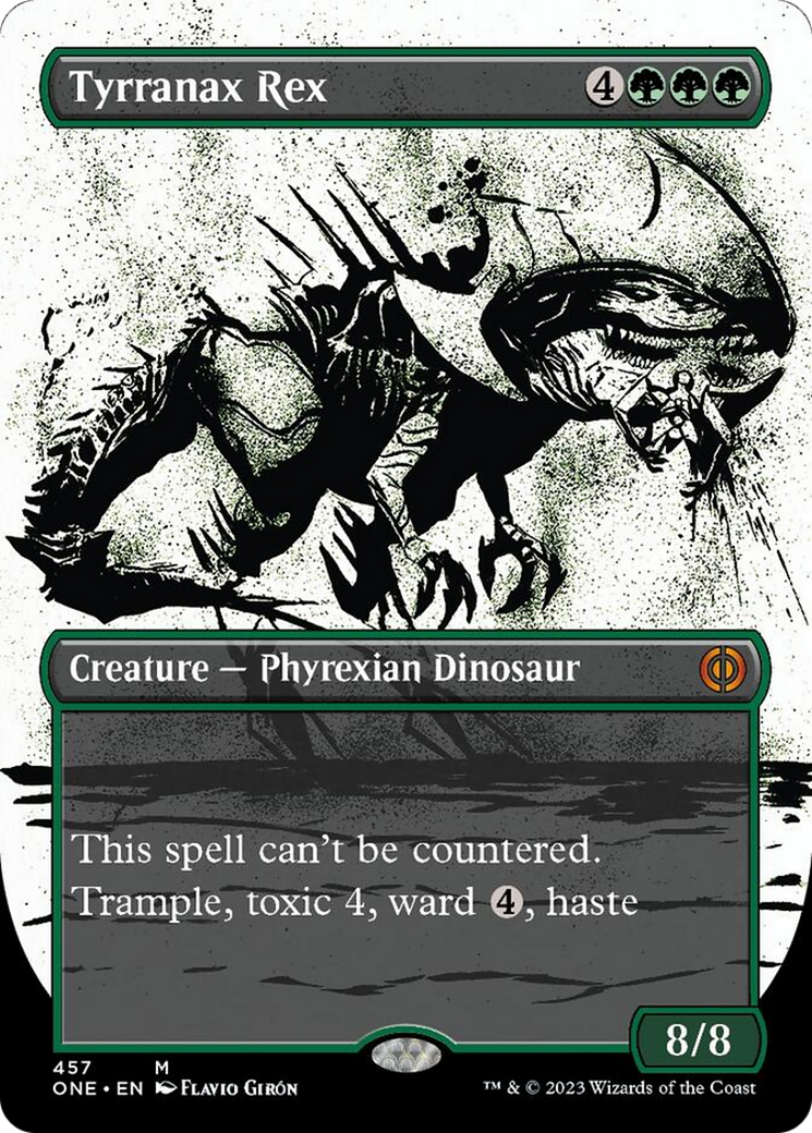 Tyrranax Rex (Borderless Ichor Step-and-Compleat Foil) [Phyrexia: All Will Be One] | Odin's Place
