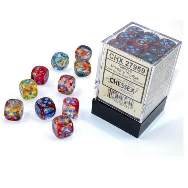 Chessex Nebula 12mm D6 Set: Primary With Blue Luminary | Odin's Place
