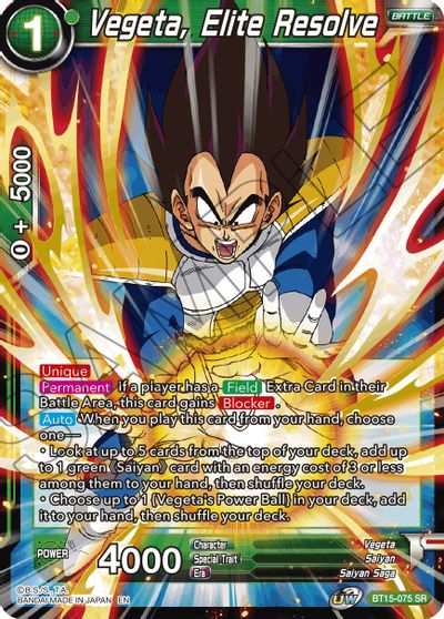 Vegeta, Elite Resolve (BT15-075) [Saiyan Showdown] | Odin's Place
