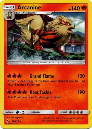 Arcanine (22/214) (Cosmos Holo) [Sun & Moon: Unbroken Bonds] | Odin's Place