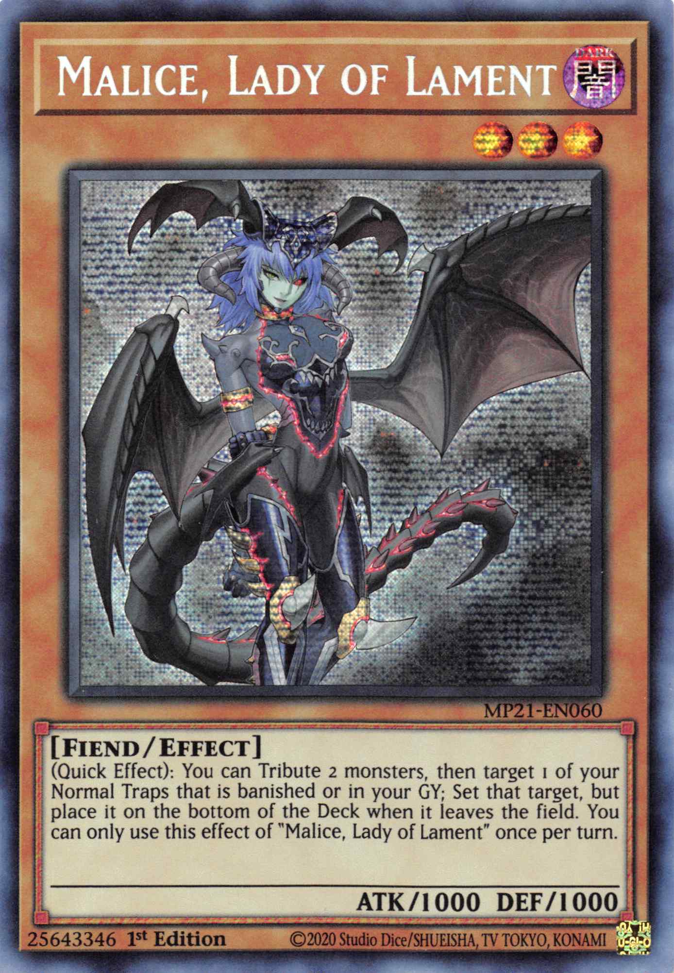 Malice, Lady of Lament [MP21-EN060] Prismatic Secret Rare | Odin's Place