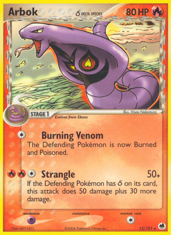 Arbok (13/101) (Delta Species) [EX: Dragon Frontiers] | Odin's Place