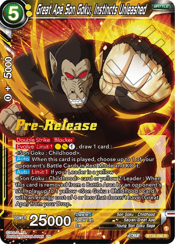 Great Ape Son Goku, Instincts Unleashed (BT18-096) [Dawn of the Z-Legends Prerelease Promos] | Odin's Place
