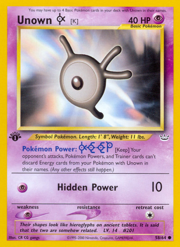 Unown [K] (58/64) [Neo Revelation 1st Edition] | Odin's Place
