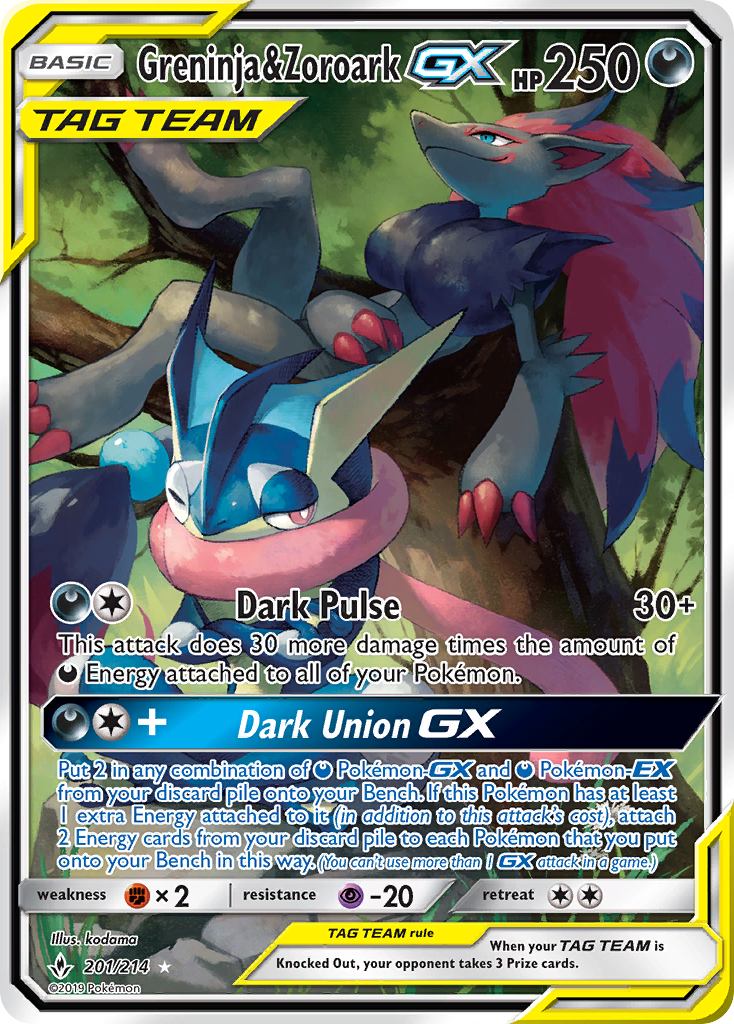Greninja & Zoroark GX (201/214) [Sun & Moon: Unbroken Bonds] | Odin's Place