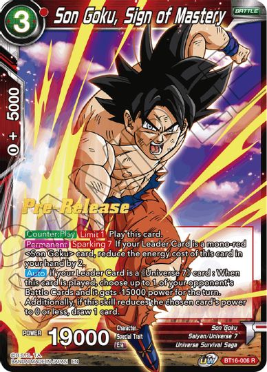 Son Goku, Sign of Mastery (BT16-006) [Realm of the Gods Prerelease Promos] | Odin's Place
