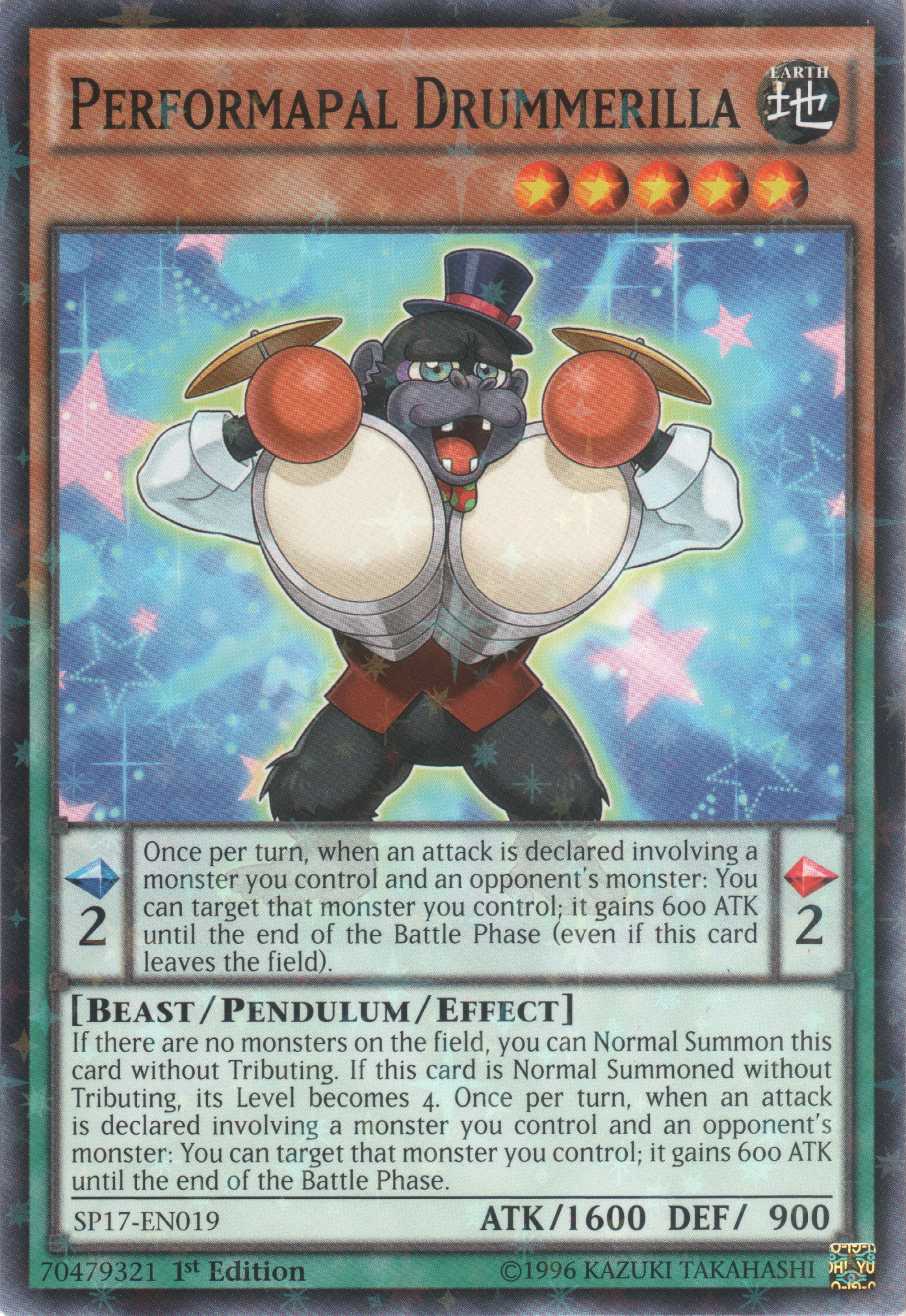 Performapal Drummerilla [SP17-EN019] Starfoil Rare | Odin's Place