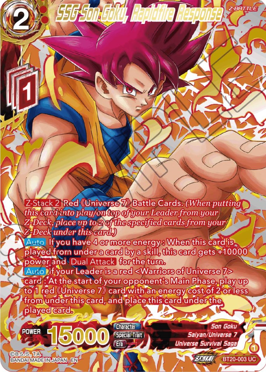 SSG Son Goku, Rapidfire Response (Gold-Stamped) (BT20-003) [Power Absorbed] | Odin's Place
