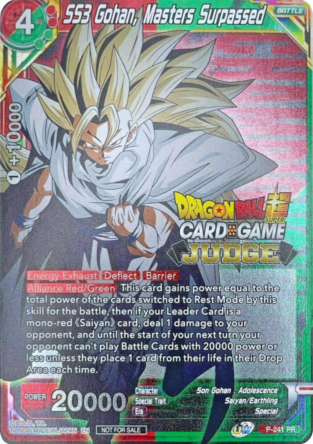 SS3 Gohan, Masters Surpassed (Level 2) (P-241) [Promotion Cards] | Odin's Place