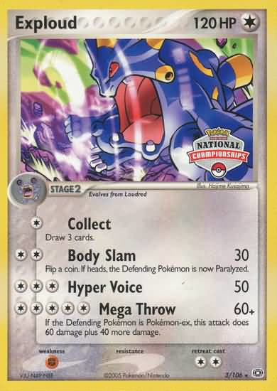 Exploud (3/106) (National Championship Promo) [EX: Emerald] | Odin's Place