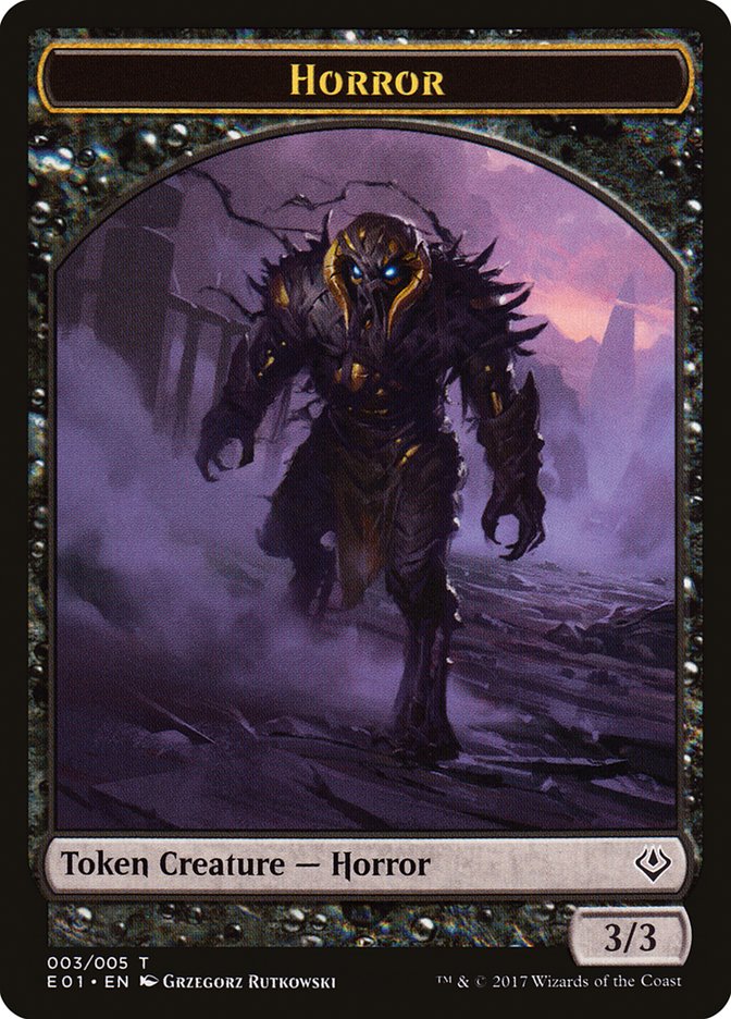 Horror // Zombie Double-Sided Token (3) [Archenemy: Nicol Bolas Tokens] | Odin's Place