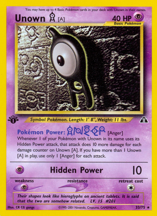 Unown [A] (33/75) [Neo Discovery 1st Edition] | Odin's Place