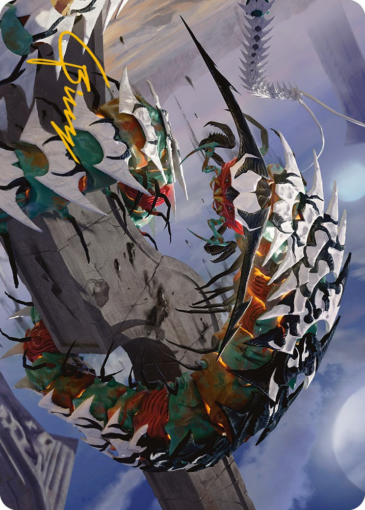 Atraxa's Skitterfang Art Card (Gold-Stamped Signature) [Phyrexia: All Will Be One Art Series] | Odin's Place