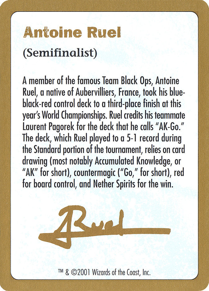 Antoine Ruel Bio [World Championship Decks 2001] | Odin's Place