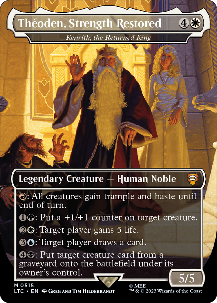 Theoden, Strength Restored - Kenrith, the Returned King (Borderless) [The Lord of the Rings: Tales of Middle-Earth Commander] | Odin's Place